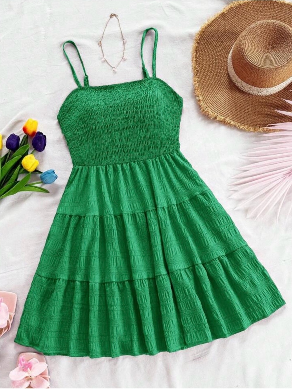 Green Smocked Sundress - Sz L